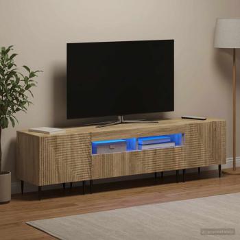 ARDEBO.de - 3-teiliges LED TV Regal Sonoma-Eiche Holzwerkstoff