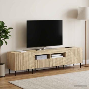 3-teiliges LED TV Regal Sonoma-Eiche Holzwerkstoff