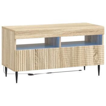 3-teiliges LED TV Regal Sonoma-Eiche Holzwerkstoff