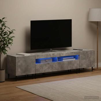 ARDEBO.de - 3-teiliges LED TV Regal Betongrau Holzwerkstoff