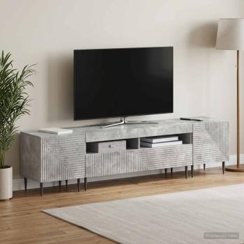 3-teiliges LED TV Regal Betongrau Holzwerkstoff