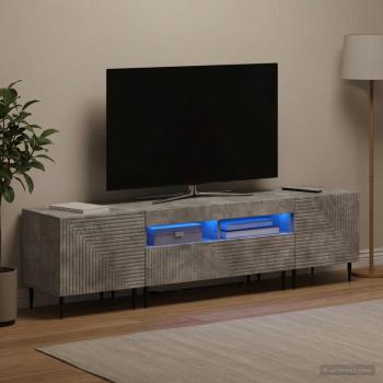 ARDEBO.de - 3-teiliges LED TV Regal Betongrau Holzwerkstoff