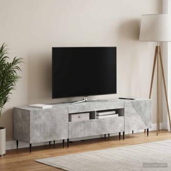 3-teiliges LED TV Regal Betongrau Holzwerkstoff