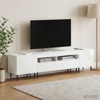 ARDEBO.de - 3-teiliges LED TV Regal Hochglanz Weiß Holzwerkstoff