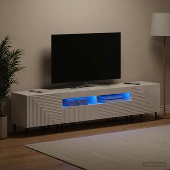 3-teiliges LED TV Regal Hochglanz Weiß Holzwerkstoff