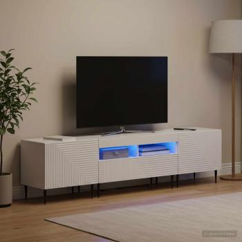 ARDEBO.de - 3-teiliges LED TV Regal Hochglanz Weiß Holzwerkstoff