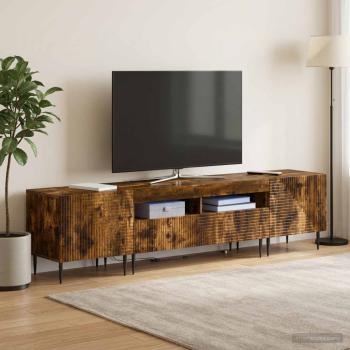 3-teiliges LED TV Regal Raucheiche Holzwerkstoff