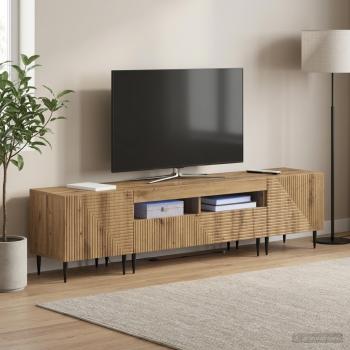 ARDEBO.de - 3-teiliges LED TV Regal Artisan-Eiche Holzwerkstoff