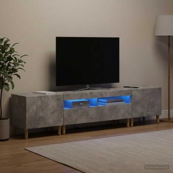 ARDEBO.de - 3-teiliges LED TV Regal DELFT Betongrau Holzwerkstoff