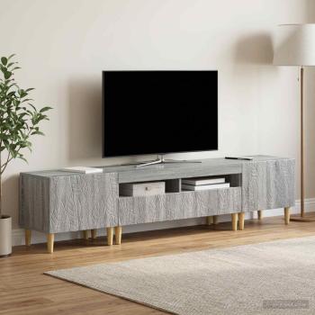 ARDEBO.de - 3-teiliges LED TV Regal DELFT Sonoma-Grau Holzwerkstoff