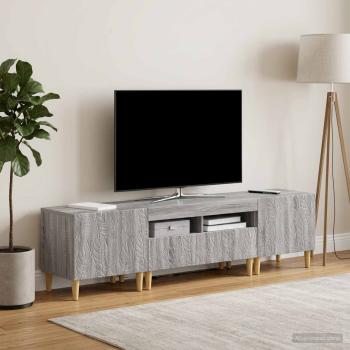 ARDEBO.de - 3-teiliges LED TV Regal DELFT Sonoma-Grau Holzwerkstoff