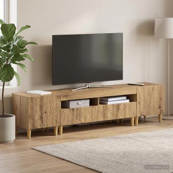 ARDEBO.de - 3-teiliges LED TV Regal DELFT Artisan-Eiche Holzwerkstoff