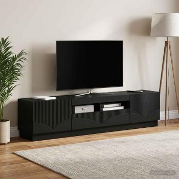 ARDEBO.de - LED-TV-Schrank HOORN 3 stk. Schwarz Holzwerkstoff