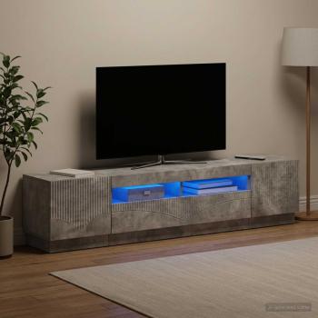 ARDEBO.de - LED-TV-Schrank HOORN 3 stk. Betongrau Holzwerkstoff