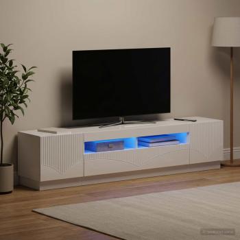 ARDEBO.de - LED-TV-Schrank HOORN 3 stk. Hochglanz Weiß Holzwerkstoff