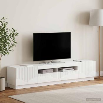 LED-TV-Schrank HOORN 3 stk. Hochglanz Weiß Holzwerkstoff