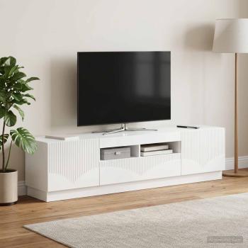 LED-TV-Schrank HOORN 3 stk. Hochglanz Weiß Holzwerkstoff