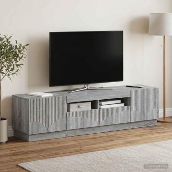 ARDEBO.de - LED-TV-Schrank HOORN 3 stk. Sonoma-Grau Holzwerkstoff