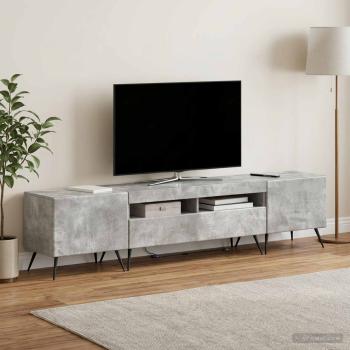 ARDEBO.de - LED-TV-Schrank BREDA 3 stk. Betongrau Holzwerkstoff