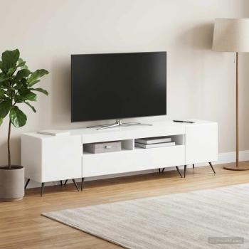 ARDEBO.de - 3-teiliges LED TV Regal BREDA 3 stk. Hochglanz Weiß