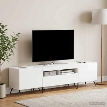ARDEBO.de - LED-TV-Schrank BREDA 3 stk. Hochglanz Weiß Holzwerkstoff