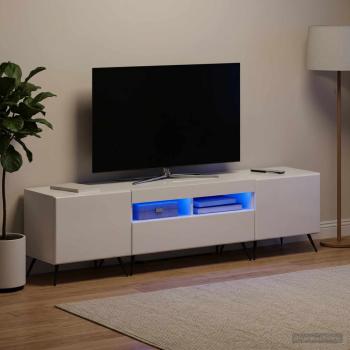 LED-TV-Schrank BREDA 3 stk. Hochglanz Weiß Holzwerkstoff