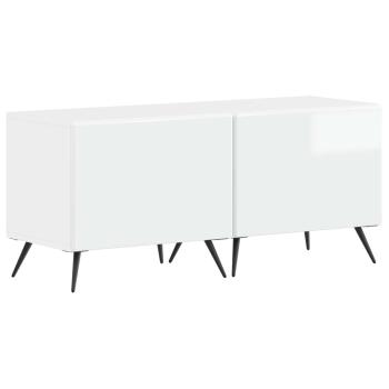 LED-TV-Schrank BREDA 3 stk. Hochglanz Weiß Holzwerkstoff