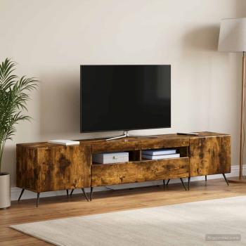 ARDEBO.de - LED-TV-Schrank BREDA 3 stk. Raucheiche Holzwerkstoff