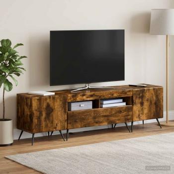 ARDEBO.de - 3-teiliges LED TV Regal BREDA 3 stk. Raucheiche Holzwerkstoff