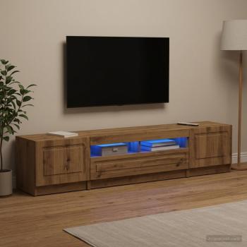 ARDEBO.de - LED-TV-Schrank UTRECHT 3 stk. Artisan-Eiche Holzwerkstoff