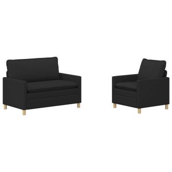 Sofa Set 2 stk. Schwarz Stoff