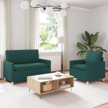 ARDEBO.de - Sofa Set 2 stk. Dunkelgrün Stoff