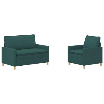 Sofa Set 2 stk. Dunkelgrün Stoff