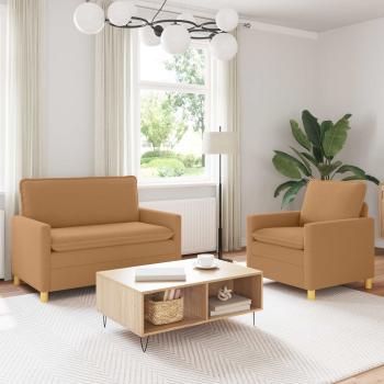 ARDEBO.de - Sofa Set 2 stk. Beige Stoff