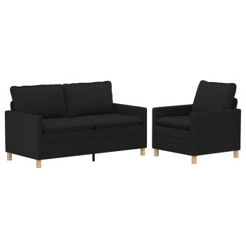 Sofa Set 2 stk. 3-Sitzer Schwarz Stoff