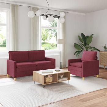 ARDEBO.de - Sofa Set 2 stk. Weinrot Stoff