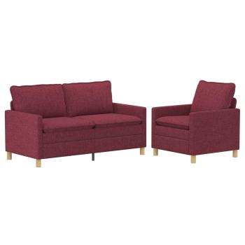 Sofa Set 2 stk. Weinrot Stoff