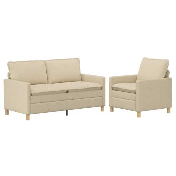 Sofa Set 2 stk. Creme Stoff