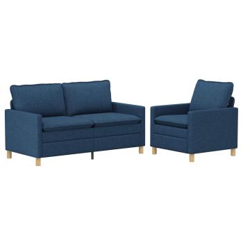Sofa Set 2 stk. Blau Stoff