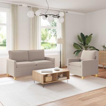 ARDEBO.de - Sofa Set 2 stk. Hellgrau Stoff