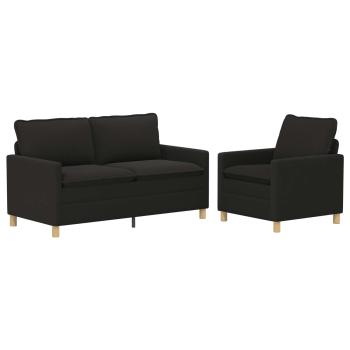 Sofa Set 2 stk. Schwarz Stoff
