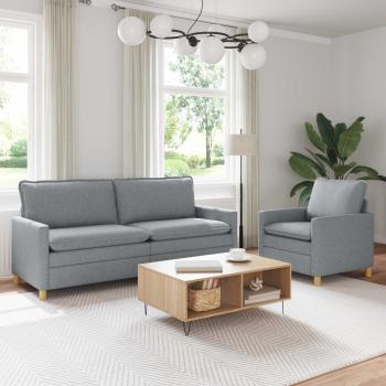 ARDEBO.de - Sofa Set 2 stk. Hellgrau Stoff