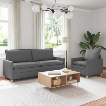 ARDEBO.de - Sofa Set 2 stk. Dunkelgrau Stoff