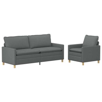 Sofa Set 2 stk. Dunkelgrau Stoff