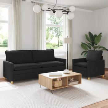 ARDEBO.de - Sofa Set 2 stk. Schwarz Stoff