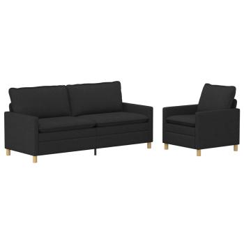 Sofa Set 2 stk. Schwarz Stoff