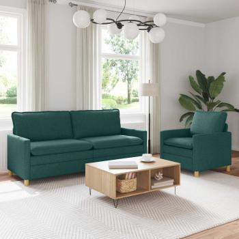ARDEBO.de - Sofa Set 2 stk. Dunkelgrün Stoff