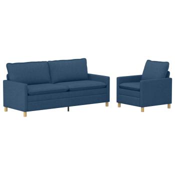 Sofa Set 2 stk. Blau Stoff