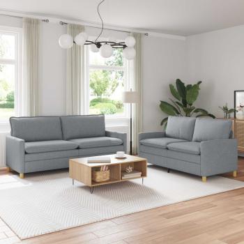 ARDEBO.de - Sofa Set 2 stk. Hellgrau Stoff