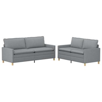 Sofa Set 2 stk. Hellgrau Stoff